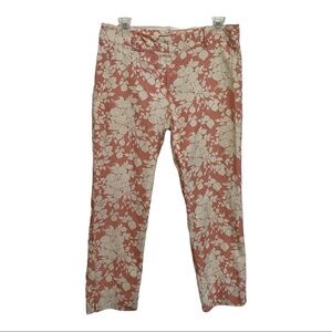 Talbots Signature Pink Floral Cropped Capri Pants Size 6 Cotton‎ Stretch